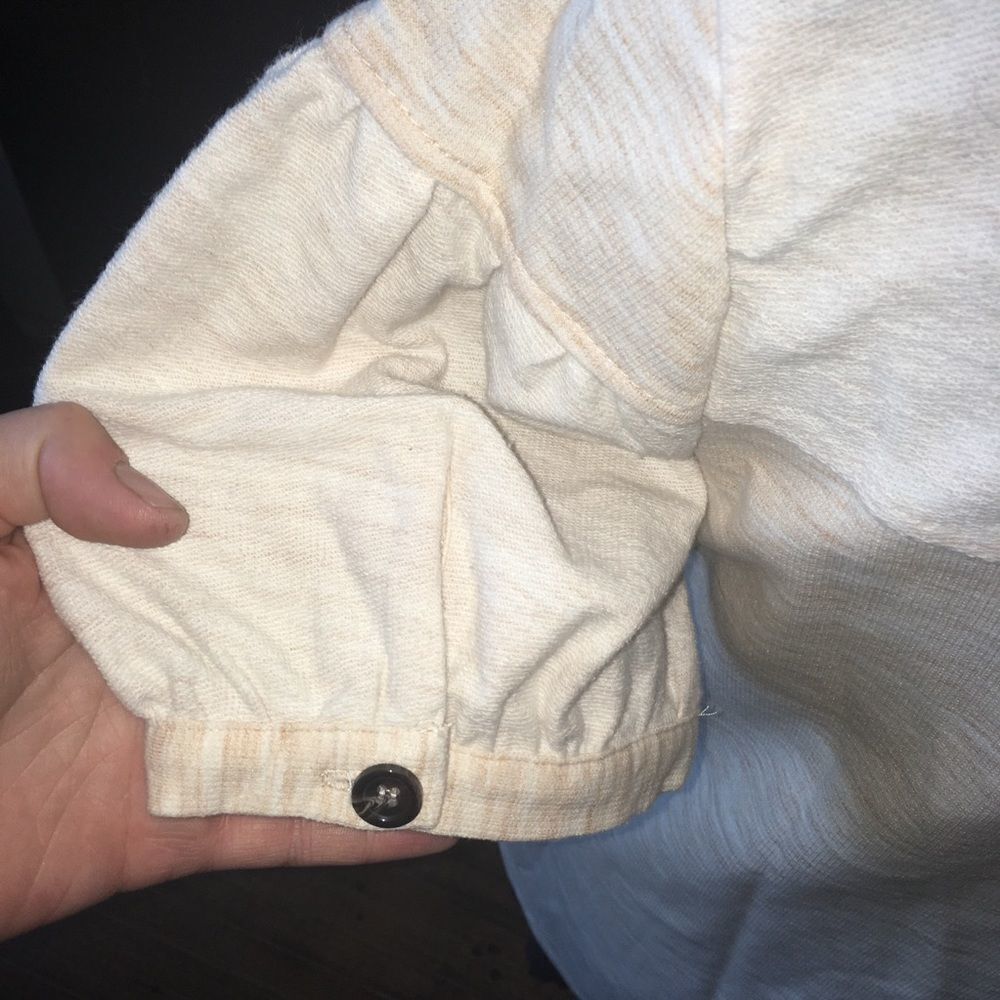 Umgee shirt sleeve cream sweatshirt feminine dress - Picture 4 of 5